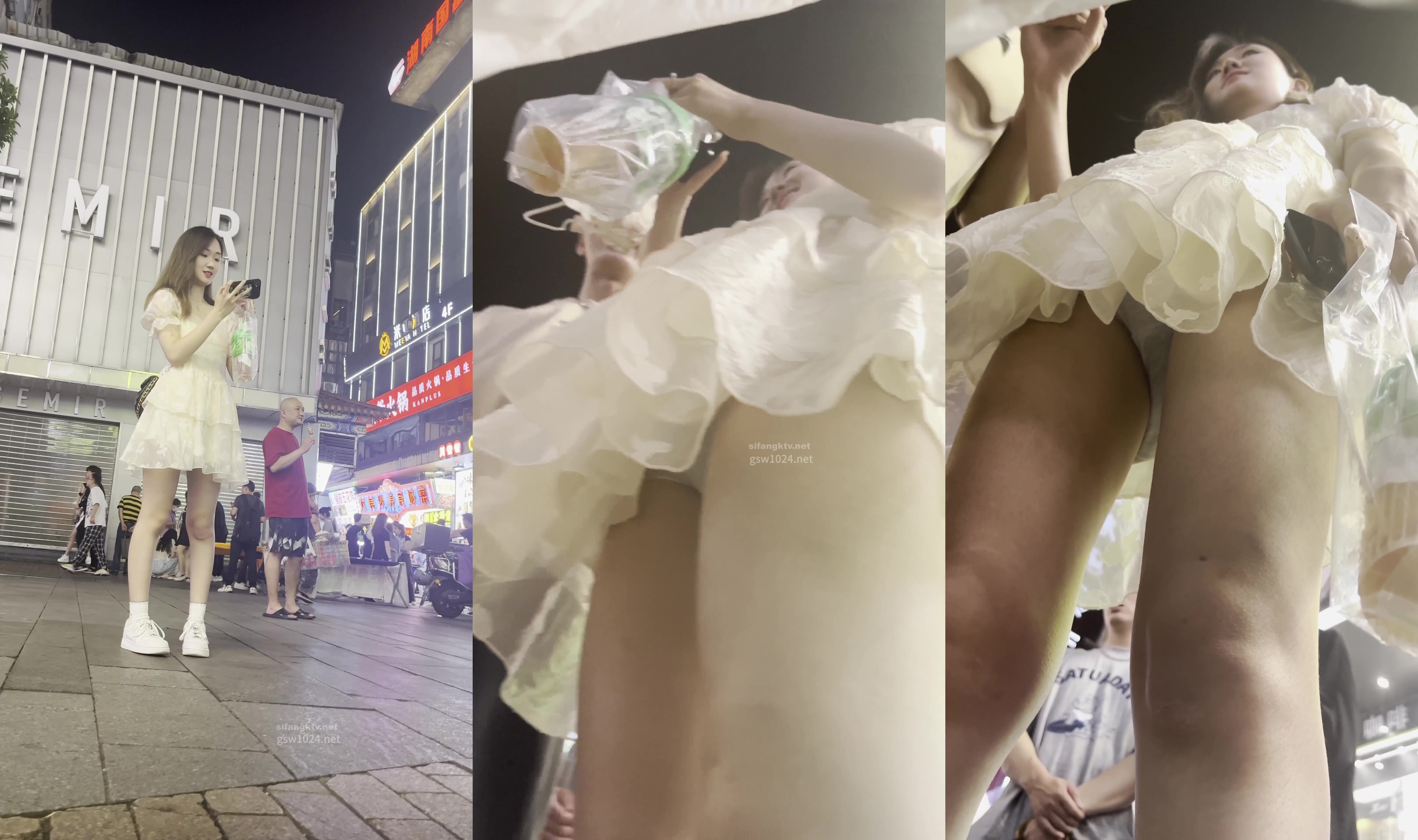 【XPCD】001黃色連衣短裙美女約會藍色內內濕透