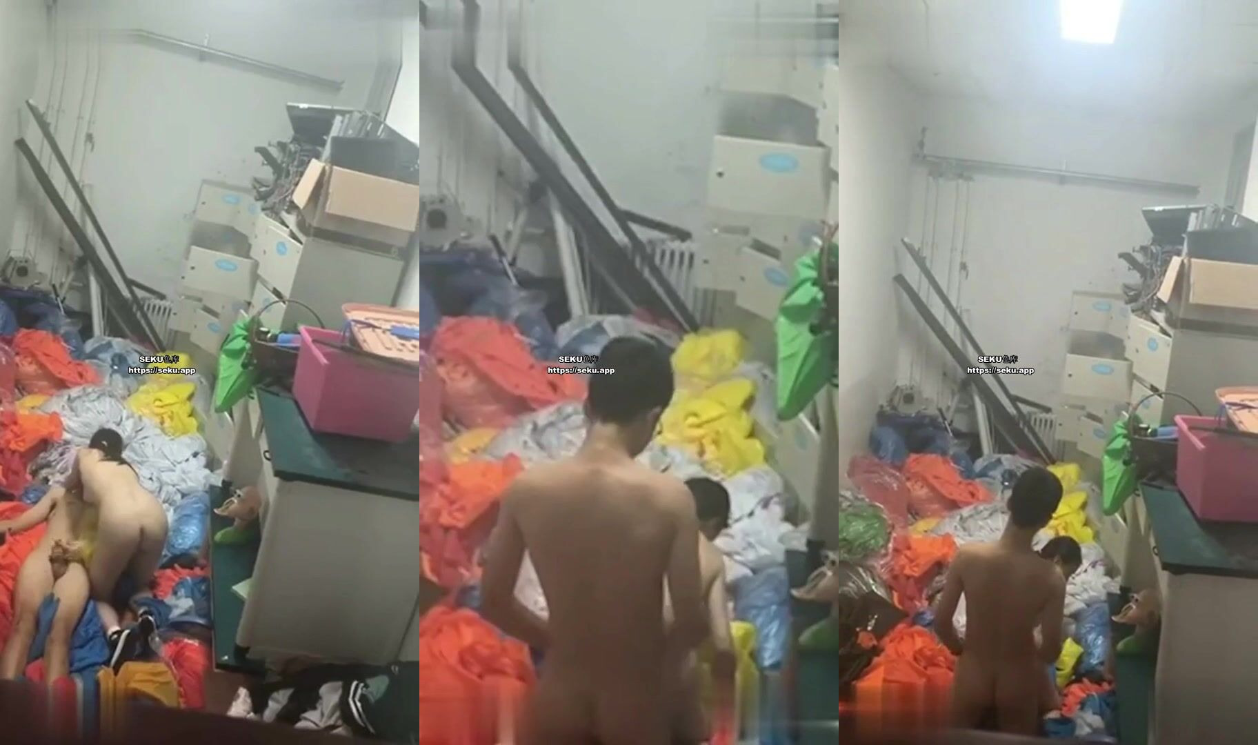 【門事件】大連市第24中學在存放幕布的倉庫中做愛兩個人發現被偷拍後呆住的表情太可愛了！