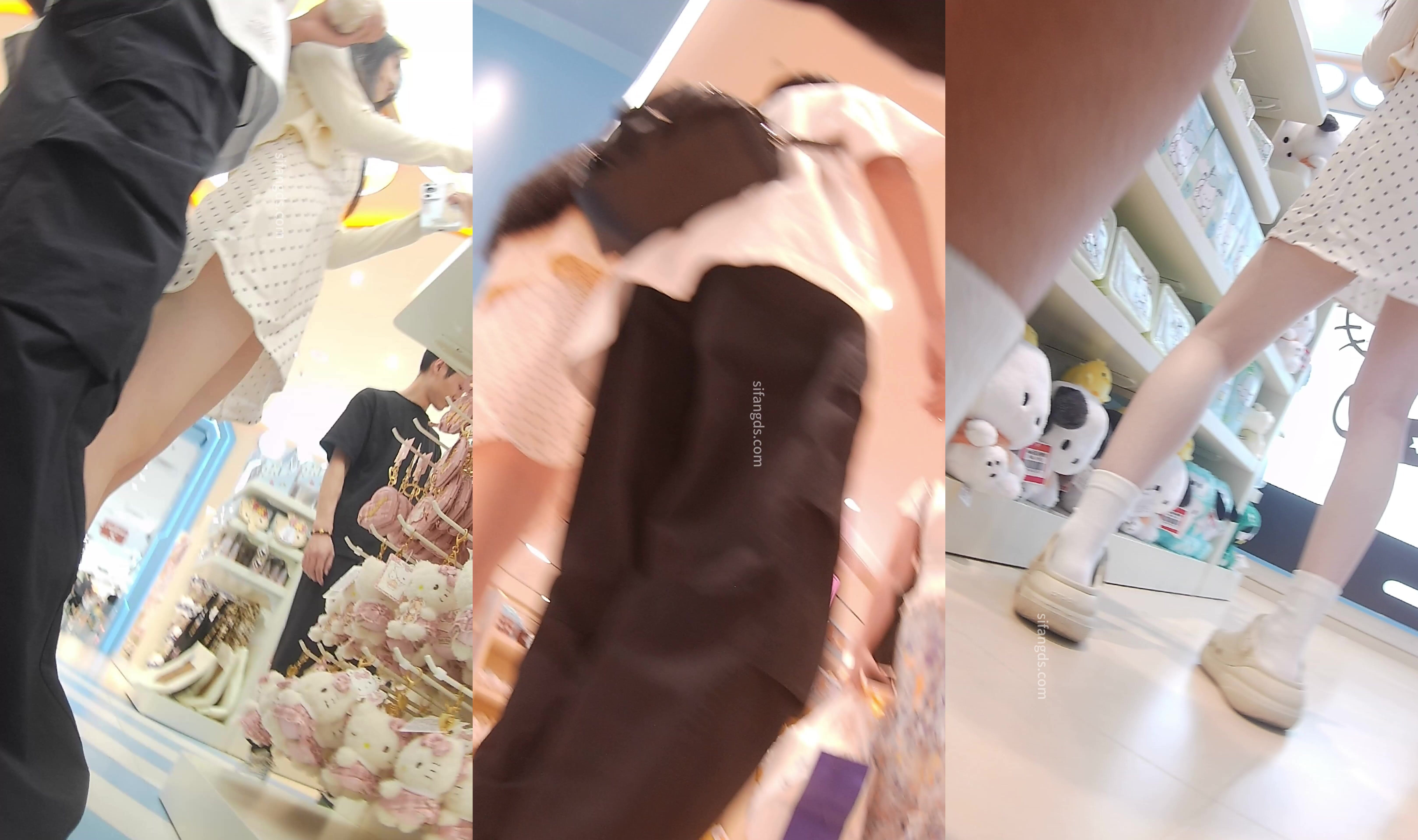 『D·D』242 商場跟蹤抄底 白皮膚波點白連衣裙美女 純白內