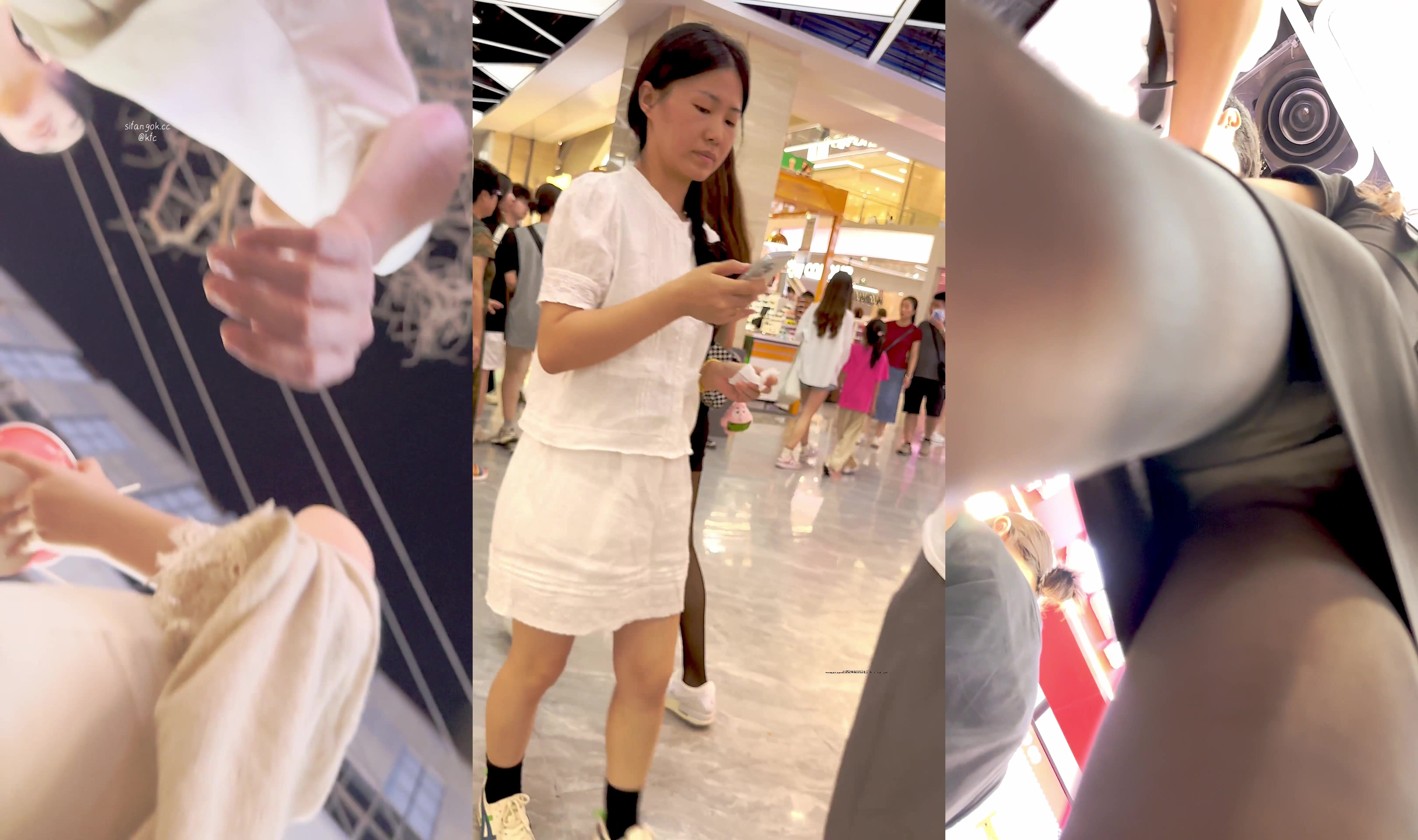 【KFC】清純包臀裙學生妹和男友逛街·黑色絲襪蕾絲內很反差+清純包臀裙學生妹和男友逛街·黑色絲襪蕾絲內很反差