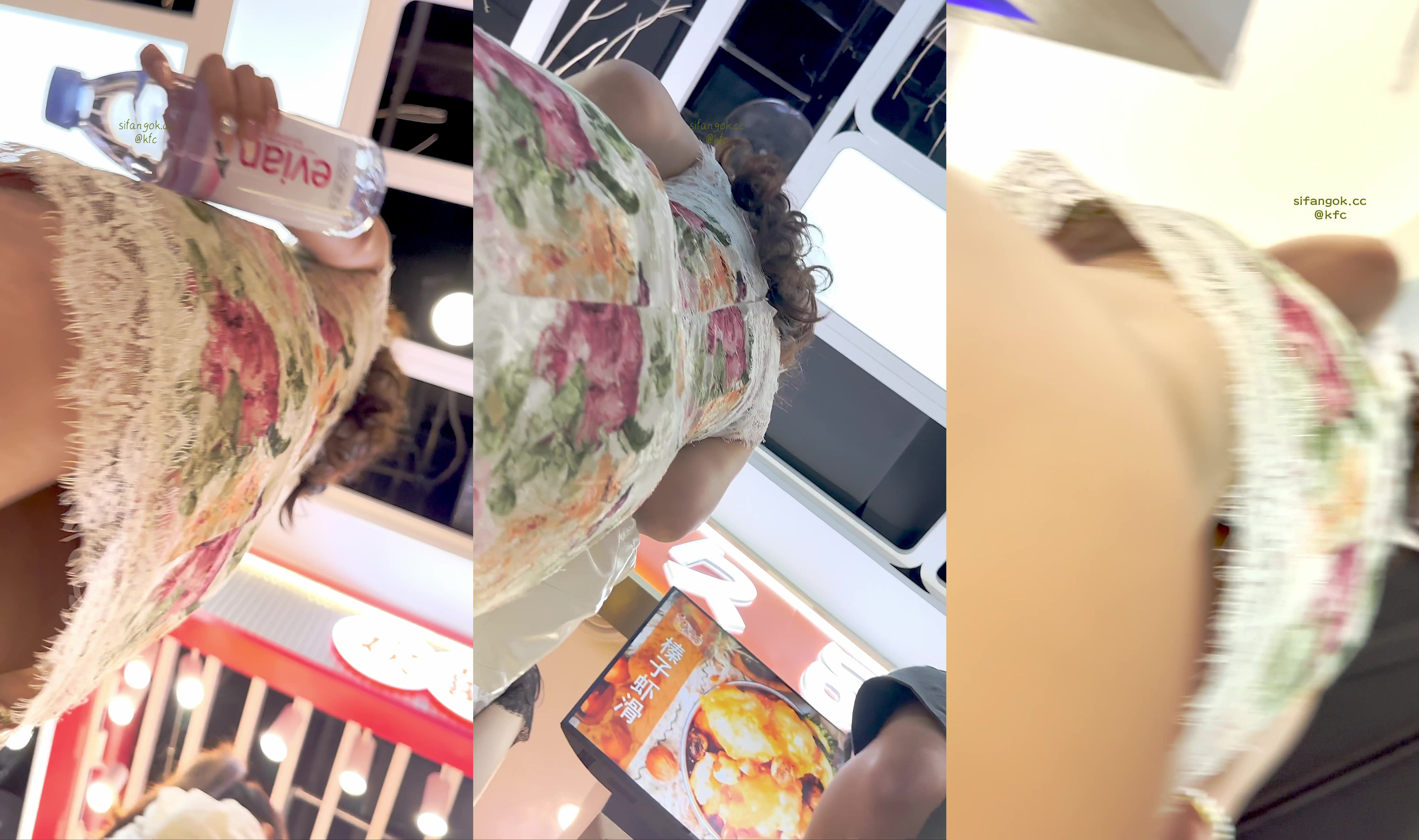 【KFC】風韻少婦和閨蜜逛街·長裙騷丁性感至極·順便拍了閨蜜裙底