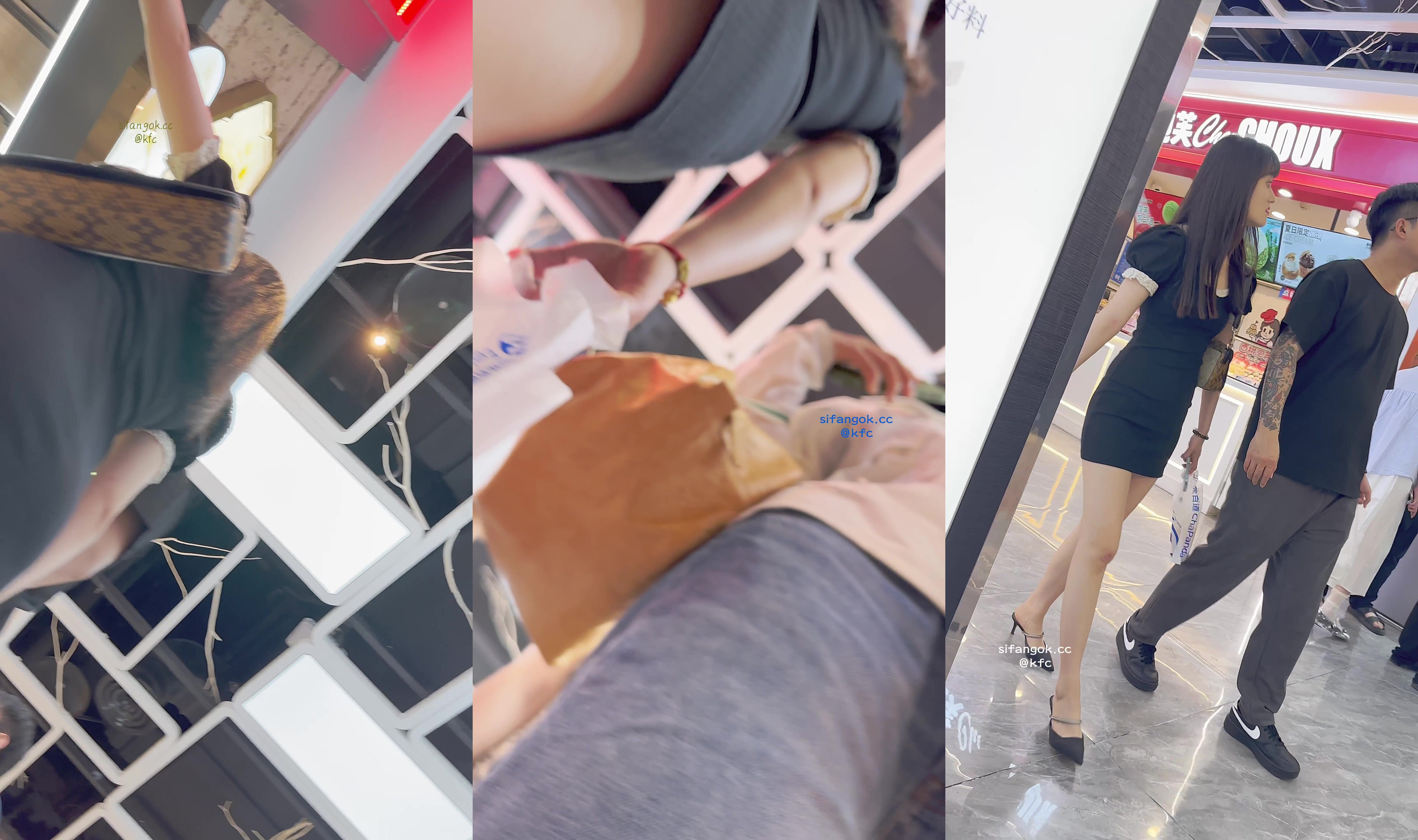 【KFC】大神尾隨偷拍❤️少婦和男友逛街·包臀裙半透內·可惜是黑色內不然透逼了
