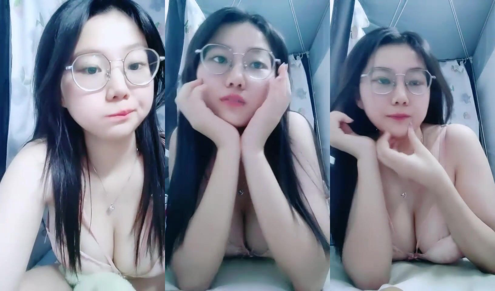 【橘珞】美乳眼鏡學生妹~宿舍裡直播賺學費~揉奶~超刺激 (3)